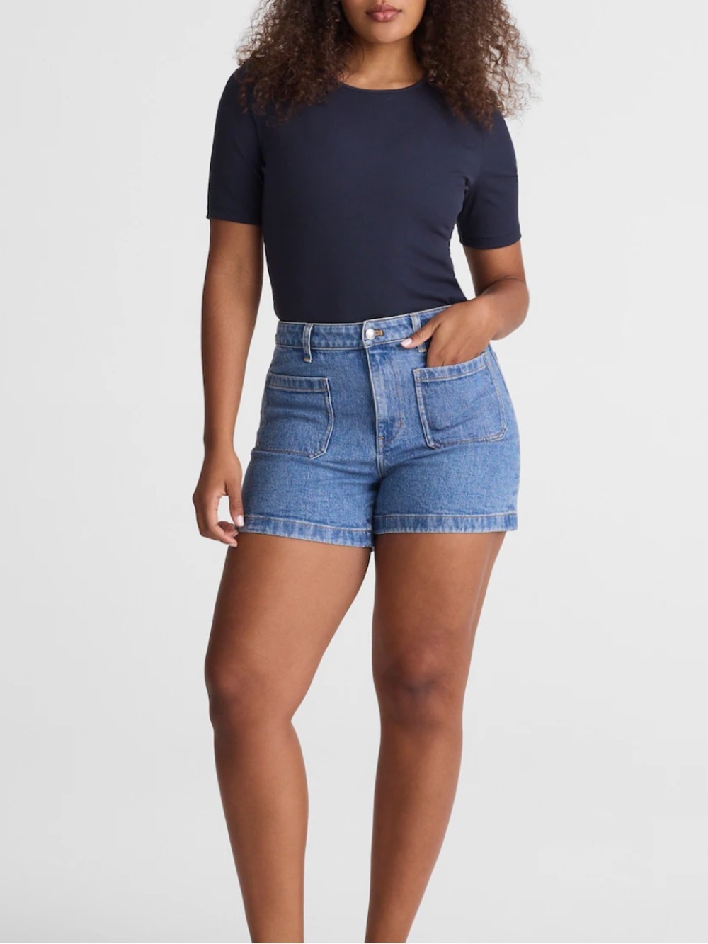 Madewell Sailor High-Waist Denim Shorts in Blue